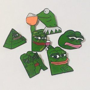 😎Funny Kermit the Frog Meme Enamel  brooch Set